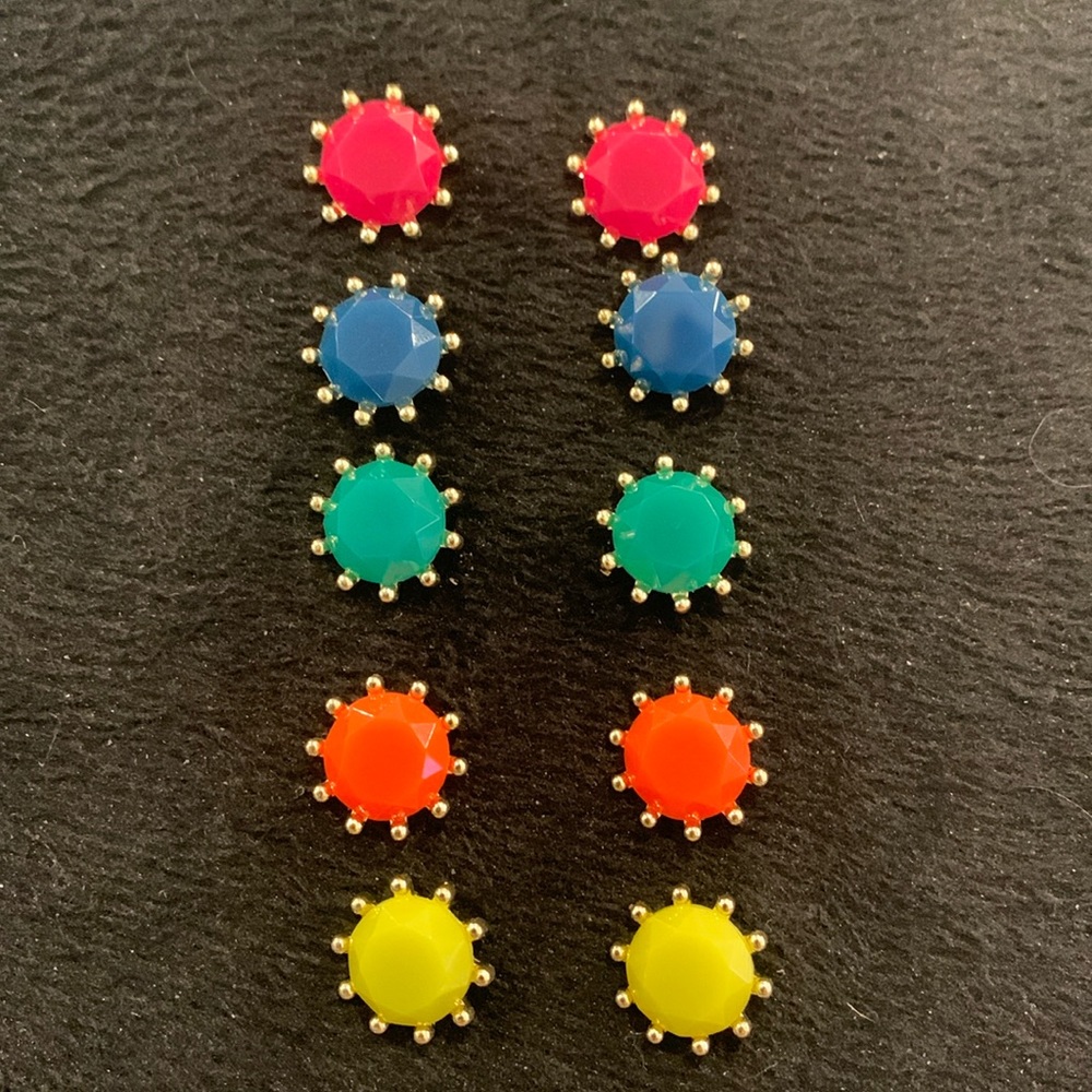 Five Opaque Colored Stud Earrings-Boutique